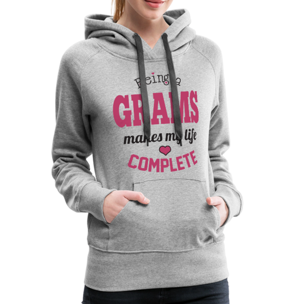 Being a Grams Makes My Life Complete Women’s Premium Hoodie (CK1589) - heather gray