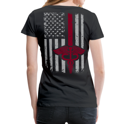 Nurse Flag Burgundy Women’s Premium T-Shirt (CK1595) - black