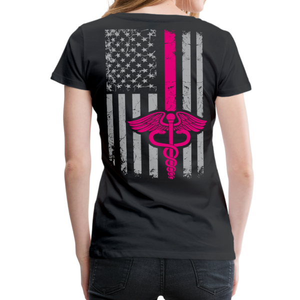 Nurse Flag Pink Women’s Premium T-Shirt (CK1599) - black