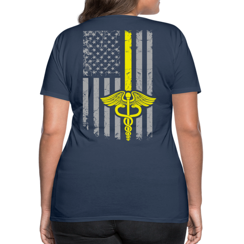 Nurse Flag Yellow Women’s Premium T-Shirt (CK1601) - navy