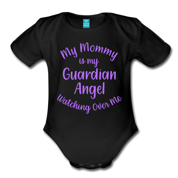 My Mommy 3 Organic Short Sleeve Baby Bodysuit - black
