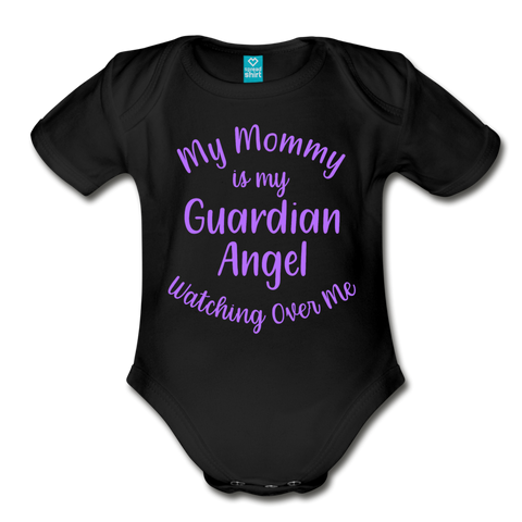 My Mommy 3 Organic Short Sleeve Baby Bodysuit - black