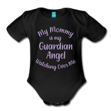Mommy Light Violet Organic Short Sleeve Baby Bodysuit - black