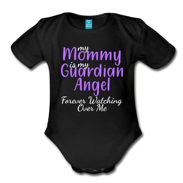 My Mommy 1 Organic Short Sleeve Baby Bodysuit - black