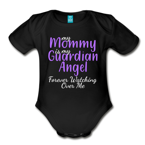 My Mommy 1 Organic Short Sleeve Baby Bodysuit - black