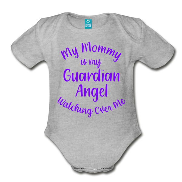 My Mommy is my Guardian Angel Organic Short Sleeve Baby Bodysuit - heather gray