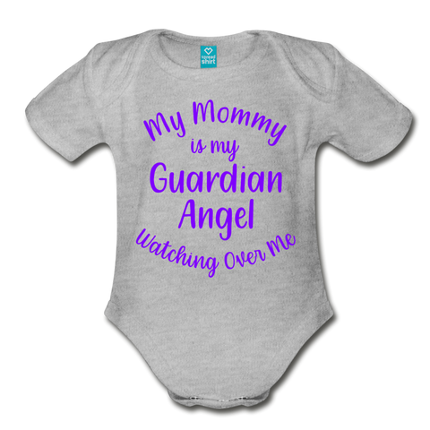 My Mommy is my Guardian Angel Organic Short Sleeve Baby Bodysuit - heather gray