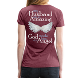 Husband Amazing Angel Women’s Premium T-Shirt (CK1487) - heather burgundy