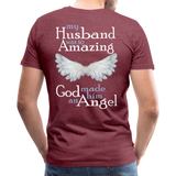 Husband Amazing Angel Men's Premium T-Shirt (CK1487) - heather burgundy
