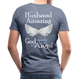 Husband Amazing Angel Men's Premium T-Shirt (CK1487) - heather blue