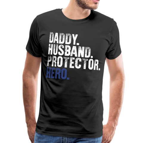 Daddy Husband Protector Hero Blue Men's Premium T-Shirt (CK1493) - black