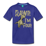 Rawr I'm Four Kids' Premium T-Shirt (CK1604) - royal blue