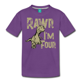 Rawr I'm Four Kids' Premium T-Shirt (CK1604) - purple