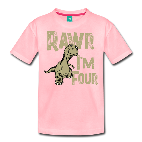 Rawr I'm Four Kids' Premium T-Shirt (CK1604) - pink