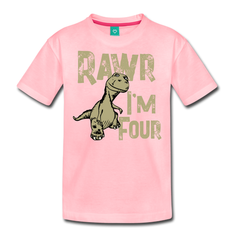 Rawr I'm Four Kids' Premium T-Shirt (CK1604) - pink