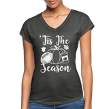 Tis The Season Pumpkins Women's Tri-Blend V-Neck T-Shirt CK1621) - deep heather