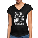 Tis The Season Pumpkins Women's Tri-Blend V-Neck T-Shirt CK1621) - black