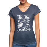 Tis The Season Pumpkins Women's Tri-Blend V-Neck T-Shirt CK1621) - navy heather