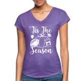 Tis The Season Pumpkins Women's Tri-Blend V-Neck T-Shirt CK1621) - purple heather