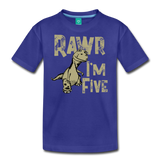 Rawr I'm Five Kids' Premium T-Shirt (CK1635) - royal blue