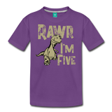 Rawr I'm Five Kids' Premium T-Shirt (CK1635) - purple