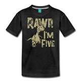 Rawr I'm Five Kids' Premium T-Shirt (CK1635) - charcoal gray