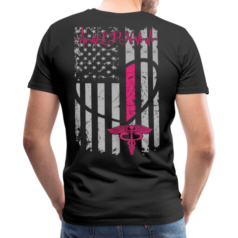 LPN Nurse Flag Heartbeat Men's Premium T-Shirt - black
