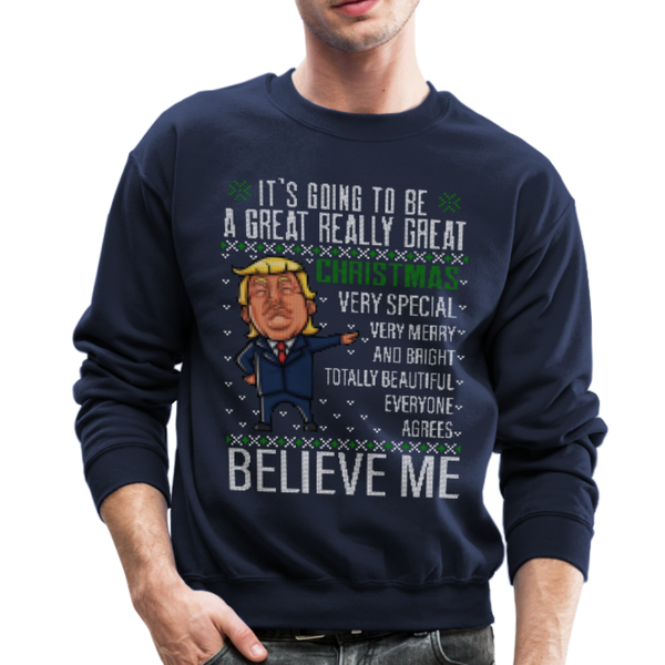 Trump Really Great Christmas Sweather Crewneck Sweatshirt (CK1641) - navy