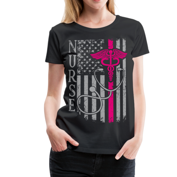 Nurse Flag Women’s Premium T-Shirt (CK1642) - black