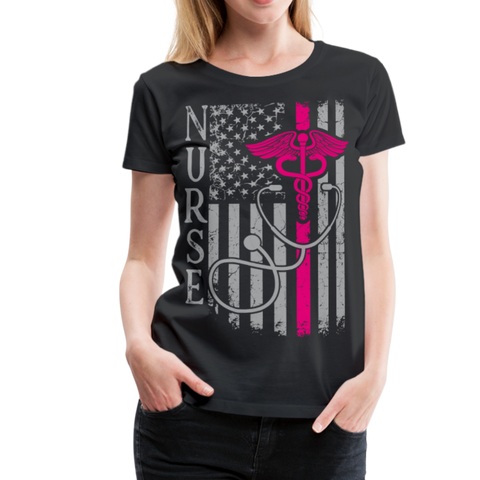 Nurse Flag Women’s Premium T-Shirt (CK1643W) - black