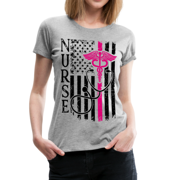 Nurse Flag Women’s Premium T-Shirt (CK1643W) - heather gray
