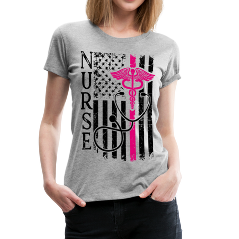 Nurse Flag Women’s Premium T-Shirt (CK1643W) - heather gray