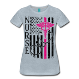 Nurse Flag Women’s Premium T-Shirt (CK1643W) - heather ice blue