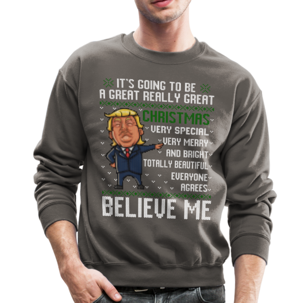 Trump Ugly Sweather Crewneck Sweatshirt (CK1646) - asphalt gray