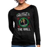 Trump Ugly Sweather The Wall Women’s Crewneck Sweatshirt (CK1648) - black