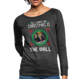 Trump Ugly Sweather The Wall Women’s Crewneck Sweatshirt (CK1648) - heather black