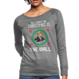 Trump Ugly Sweather The Wall Women’s Crewneck Sweatshirt (CK1648) - heather gray