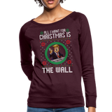 Trump Ugly Sweather The Wall Women’s Crewneck Sweatshirt (CK1648) - plum
