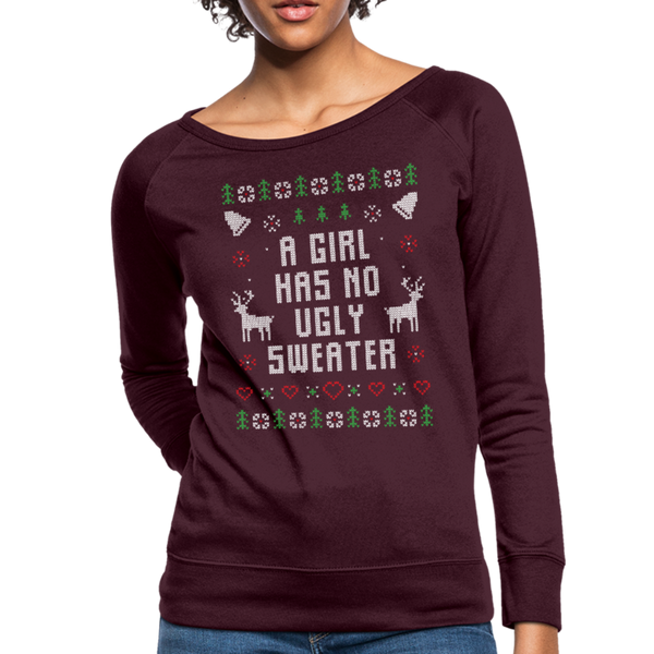 A Girl Has No Ugly Sweater Women’s Crewneck Sweatshirt (CK1651) - plum