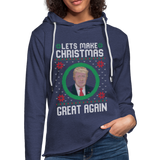 Lets Make Christmas Great Again Unisex Lightweight Terry Hoodie (CK1652) - heather navy