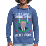 Lets Make Christmas Great Again Unisex Lightweight Terry Hoodie (CK1652) - heather Blue