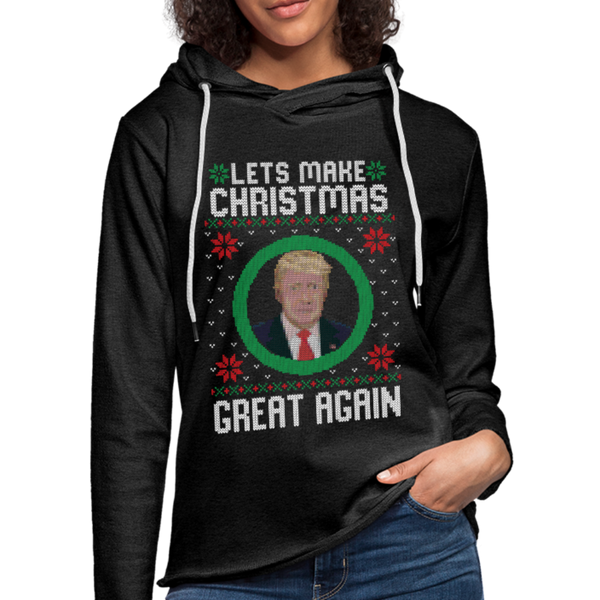 Lets Make Christmas Great Again Unisex Lightweight Terry Hoodie (CK1652) - charcoal gray