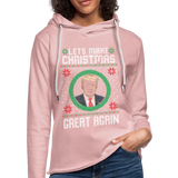Lets Make Christmas Great Again Unisex Lightweight Terry Hoodie (CK1652) - cream heather pink