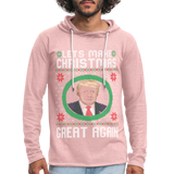 Lets Make Christmas Great Again Unisex Lightweight Terry Hoodie (CK1652) - cream heather pink