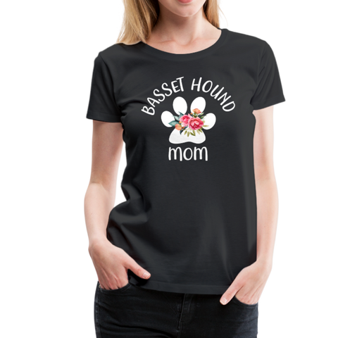 Basset Hound Mom Women’s Premium T-Shirt (CK1529) - black