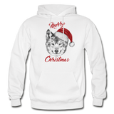 Wolf Merry Christmas Gildan Heavy Blend Adult Hoodie - white