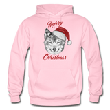 Wolf Merry Christmas Gildan Heavy Blend Adult Hoodie - light pink