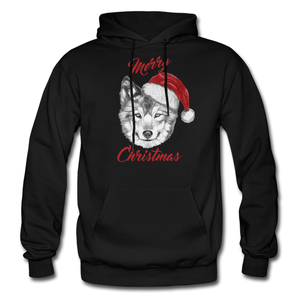 Wolf Merry Christmas Gildan Heavy Blend Adult Hoodie - black