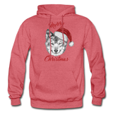 Wolf Merry Christmas Gildan Heavy Blend Adult Hoodie - heather red