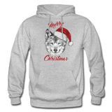 Wolf Merry Christmas Gildan Heavy Blend Adult Hoodie - heather gray